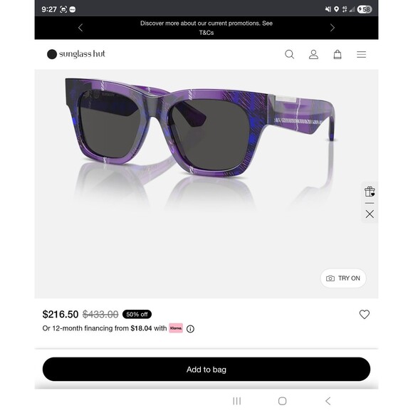 Burberry Cat Eye Women\'s BE4424 Sunglasses Purple Plaid Frame main image 4